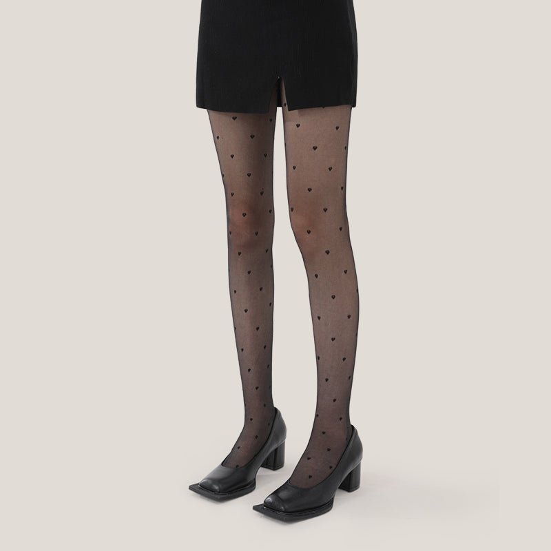 Beautiful Heart All season Women Black Sheer Tights