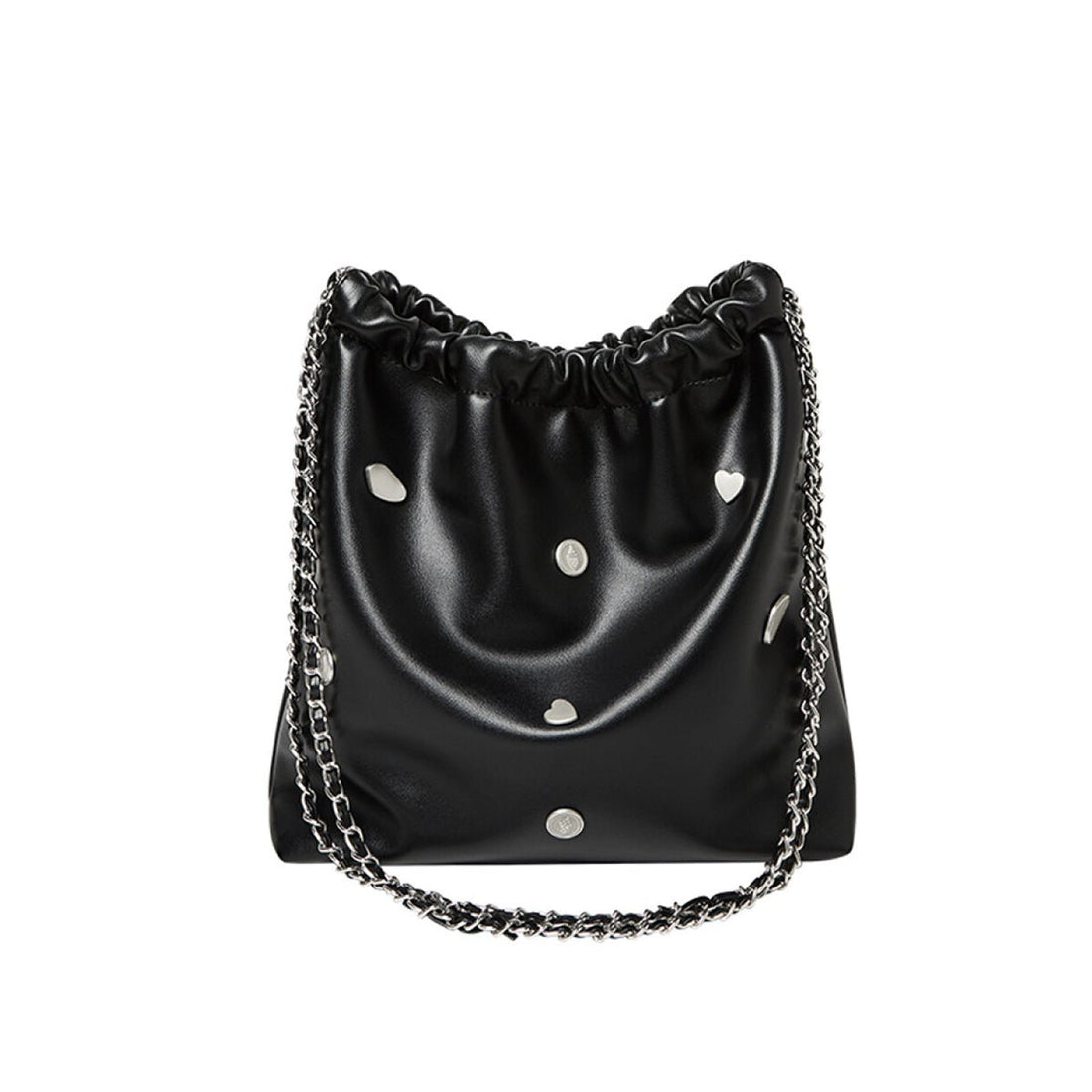 Black Rivet Studded Leather Tote Bag - 0cm