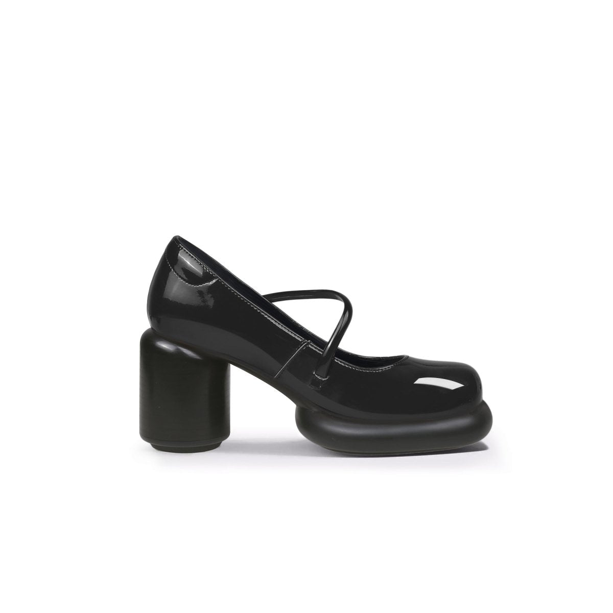 Branch Stool-heel Patent Black Mary Jane Pumps - 0cm