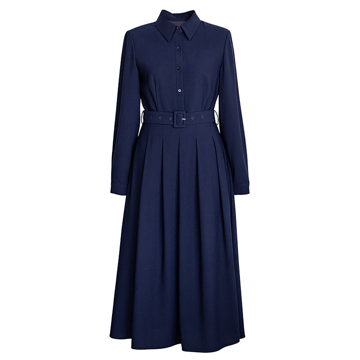 Buttoned Top Pleated Dress in Navy 0cm