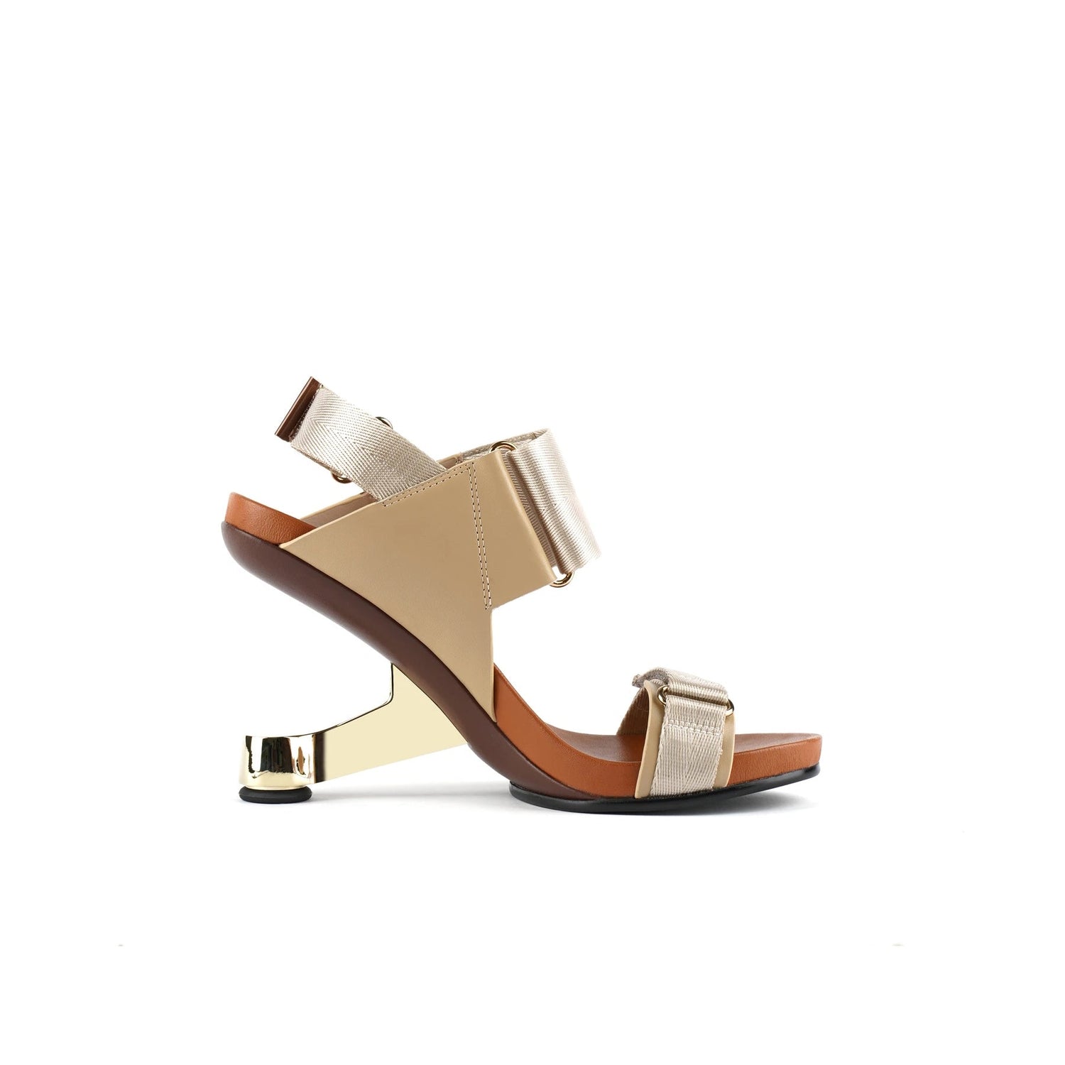 Casual Futuristic Triple-Strap Apricot Sandals - 0cm