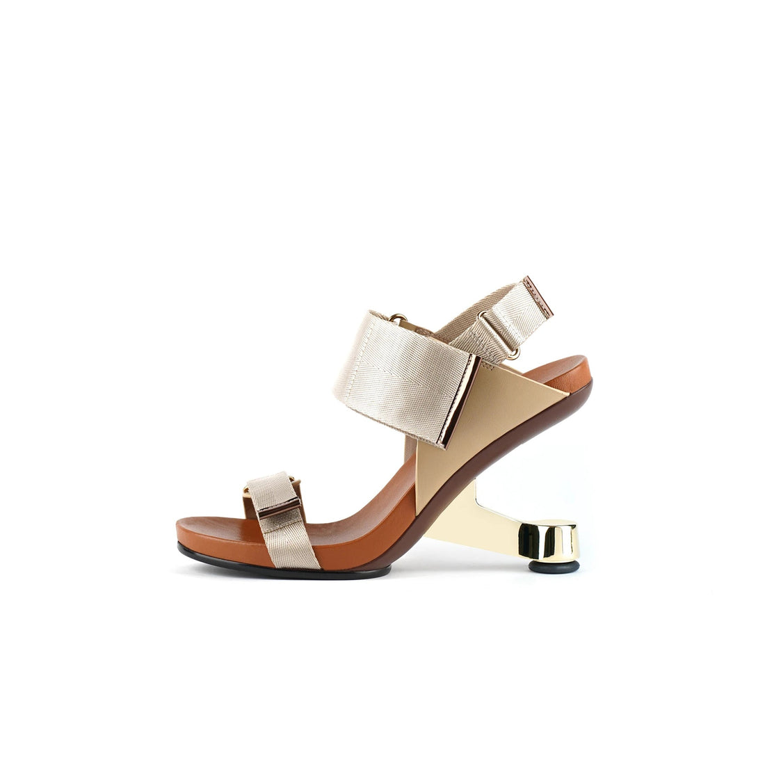 Casual Futuristic Triple-Strap Apricot Sandals - 0cm