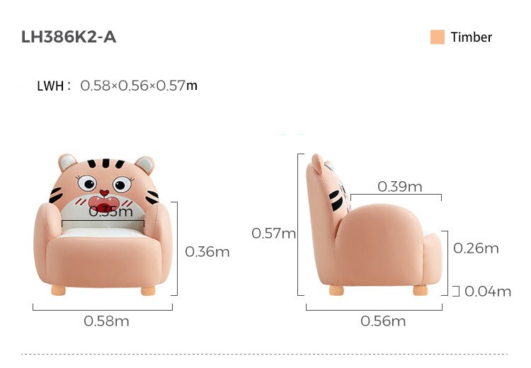 Cheeky Tiger Kids Pink Sofa - 0cm