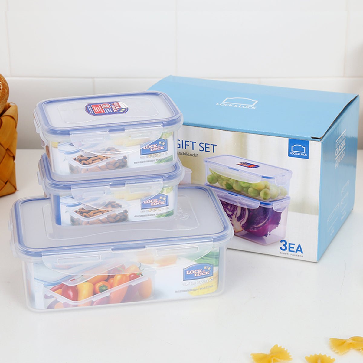 Classic 3pc Rectangular Blue Food Container Set 2.6L 0cm