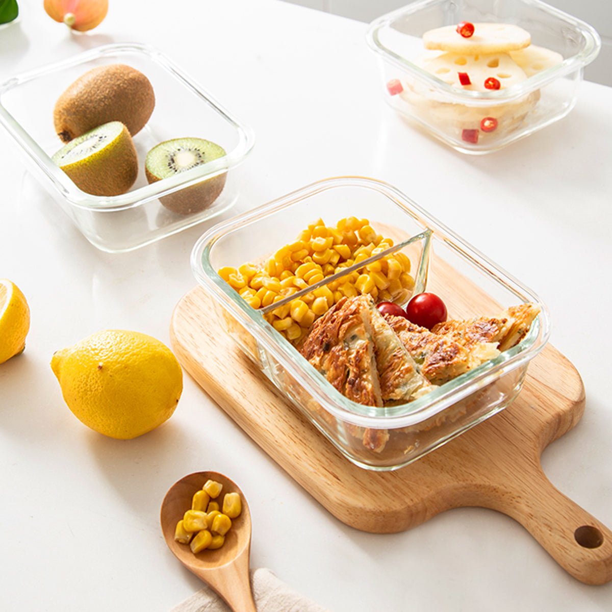 Classic 5pcs Microwave Oven Safe Blue Glass Container Set 3.58L 0cm