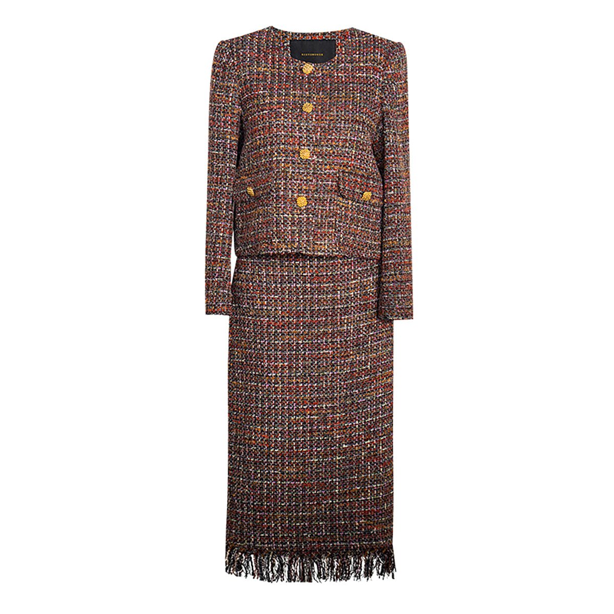 Coffee Tweed Skirt and Blazer Set 0cm