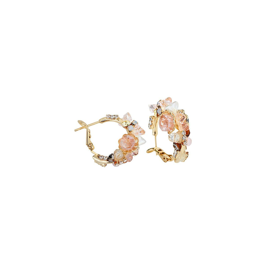 Colorful Crystal Garden Gold Earrings - 0cm