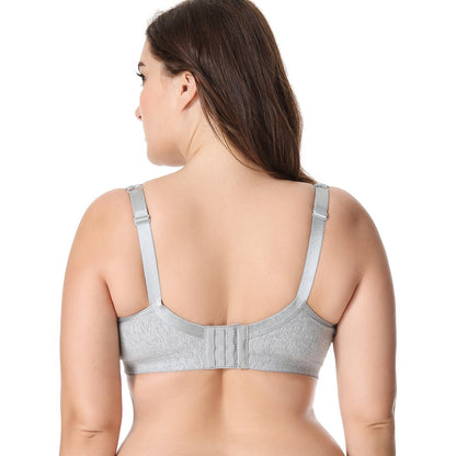 Comfort Cotton Wireless Unlined Plus Size Full Coverage Grey Lace Bra - 0cm