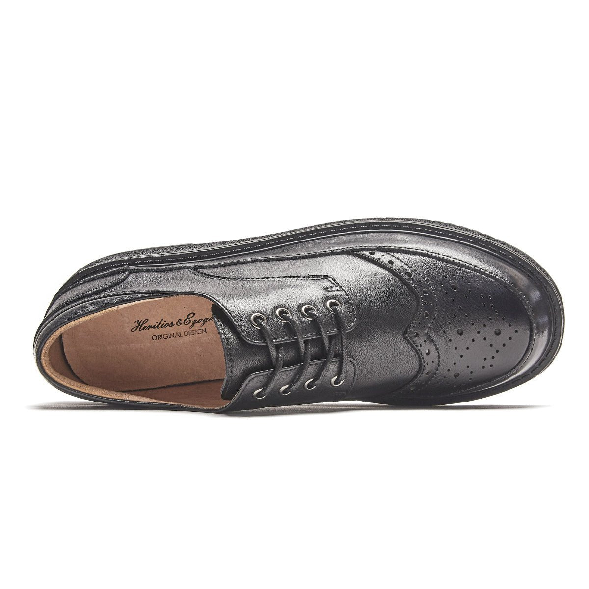 Comfort Soul Brogue Wingtip Black Lace Up Leather Shoes - 0cm