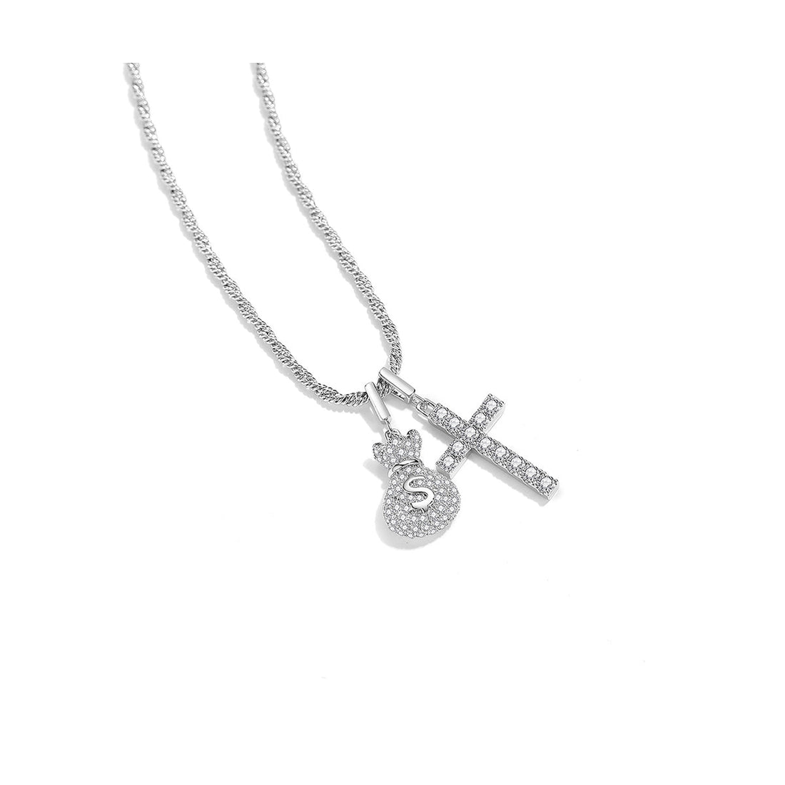 Cross Blessing Bag Silver Necklace - 0cm