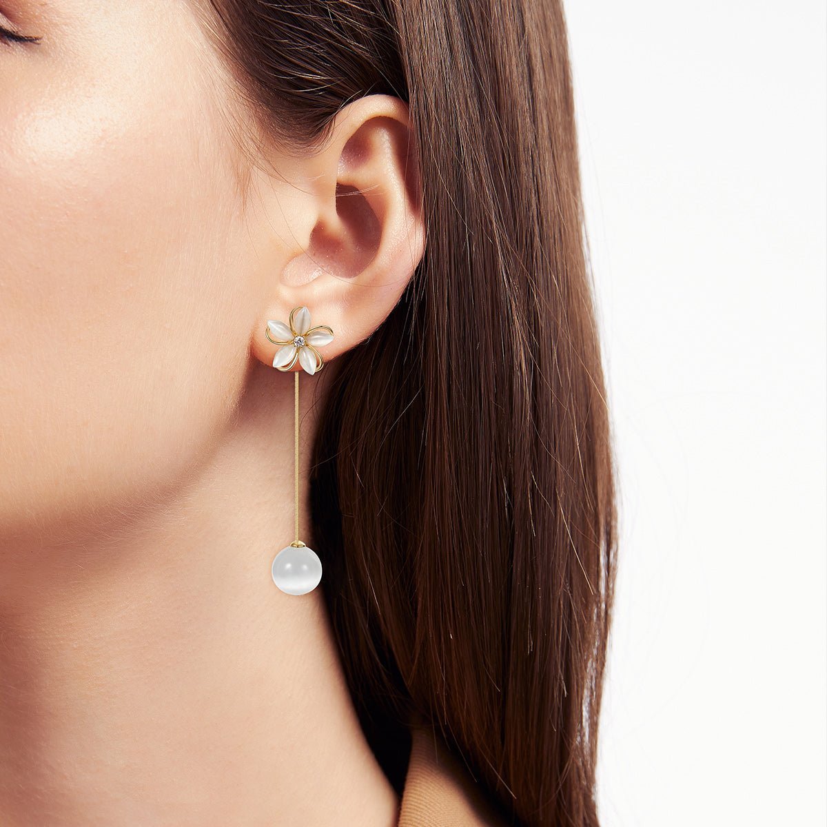 Crystal Clear Flowers Gold Earrings 0cm