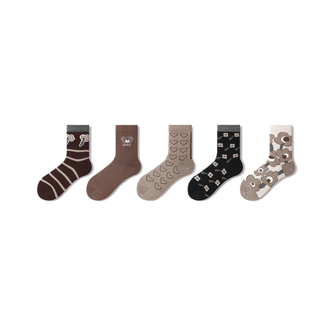 Cute Me All-season Unisex 5pcs Crew Socks Set - 0cm