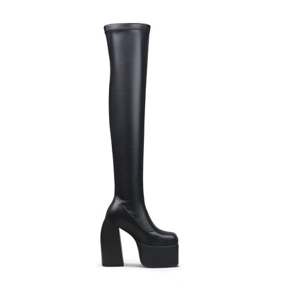 Cyberpunk Black Knee-high Boots - 0cm