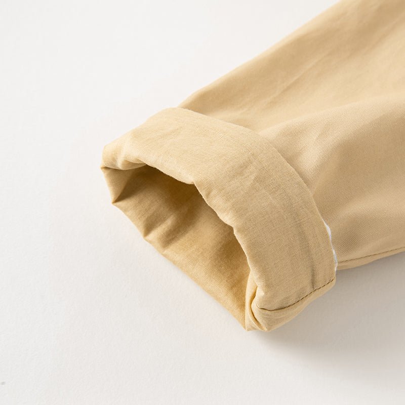 Darling Plaid Detail Unisex Khaki Hooded Trench Coat 0cm