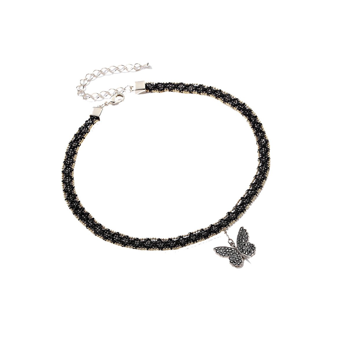 Dazzling Butterfly Black Lace Necklace 0cm