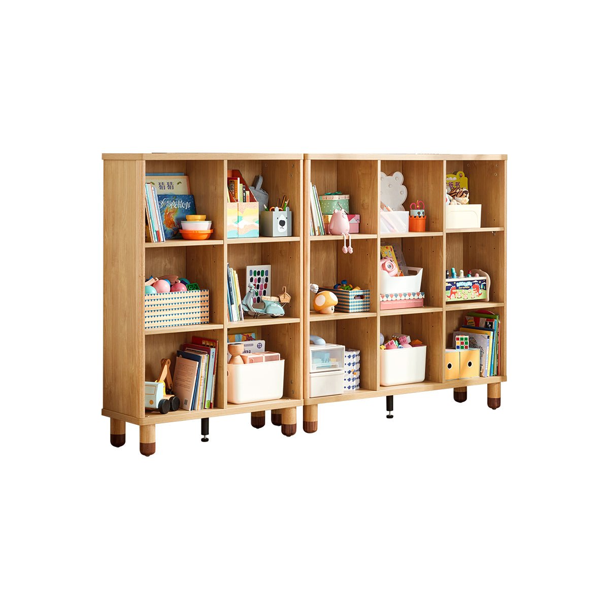 Dear Bear 9 Grid Kids Oak Storage Bookshelf - 0cm