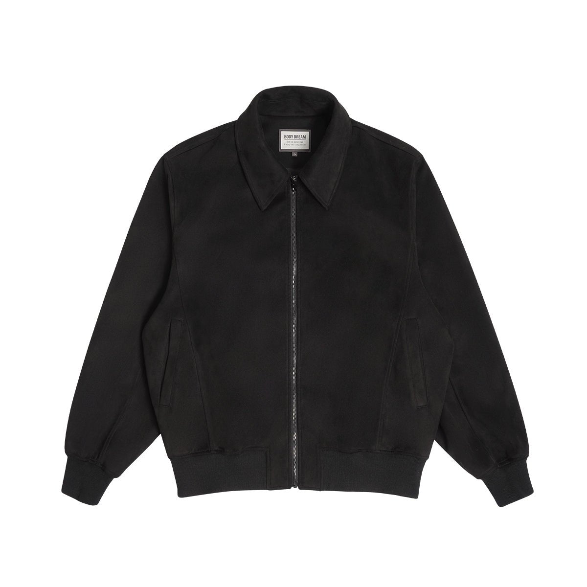 Distressed Suede Zip Through Black Jacket 0cm