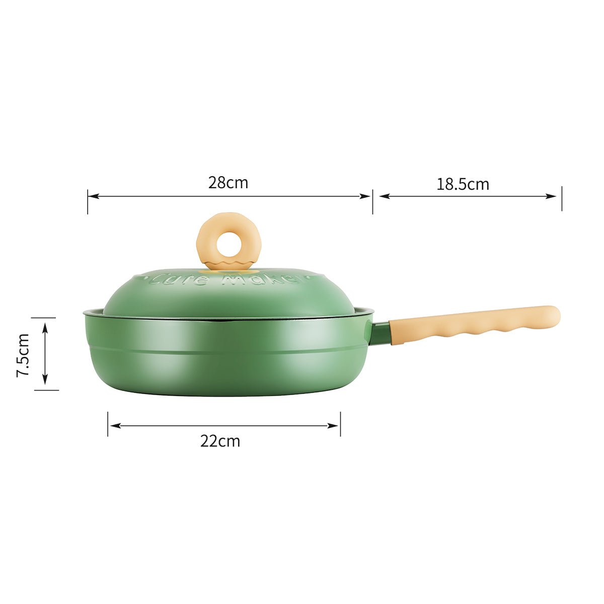 Donut Lightweight 28cm Green Non stick Enamel coated Frying Pan 0cm