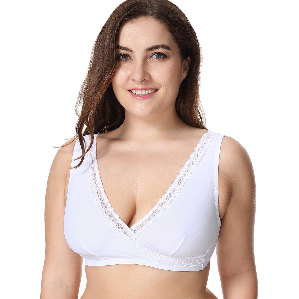 Easy Pull aside Wireless Breastfeeding Support White Nursing Bra   0cm