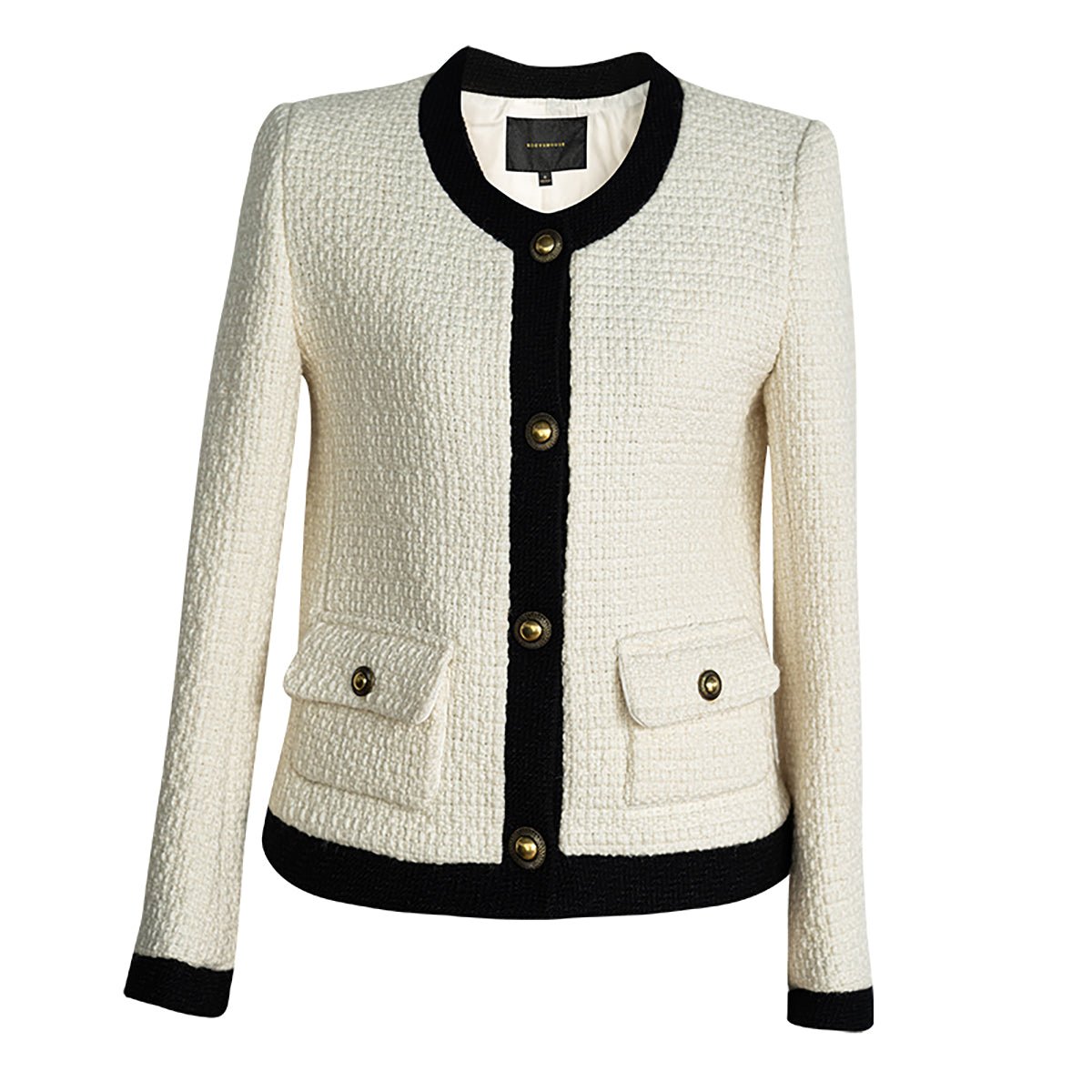 Elegant French Tweed White Jacket 0cm