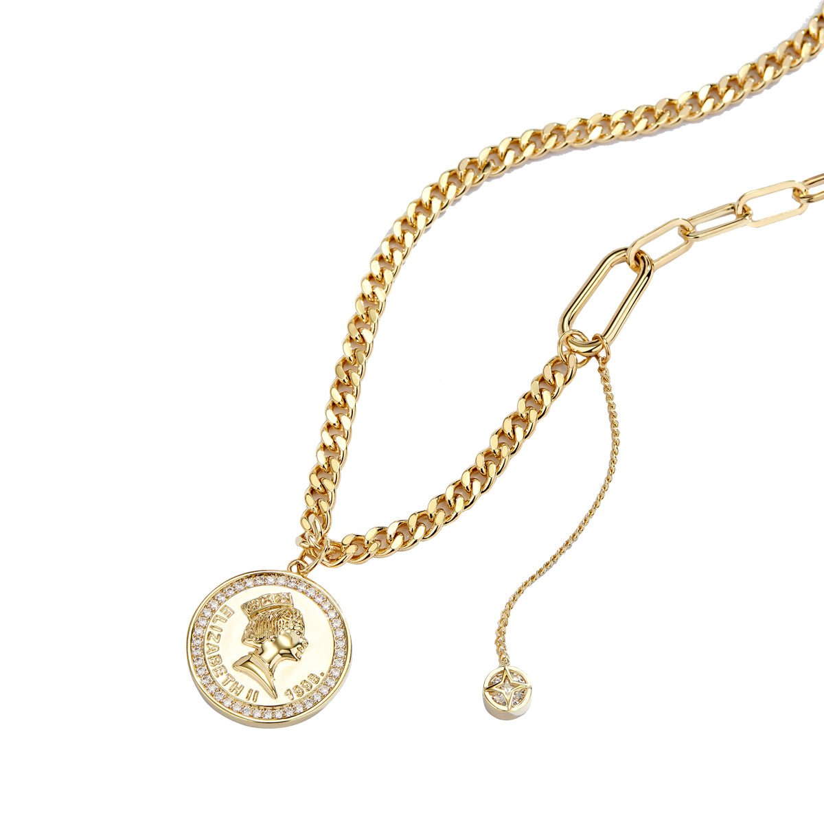 Elizabeth II Vintage Coin Gold Necklace 0cm