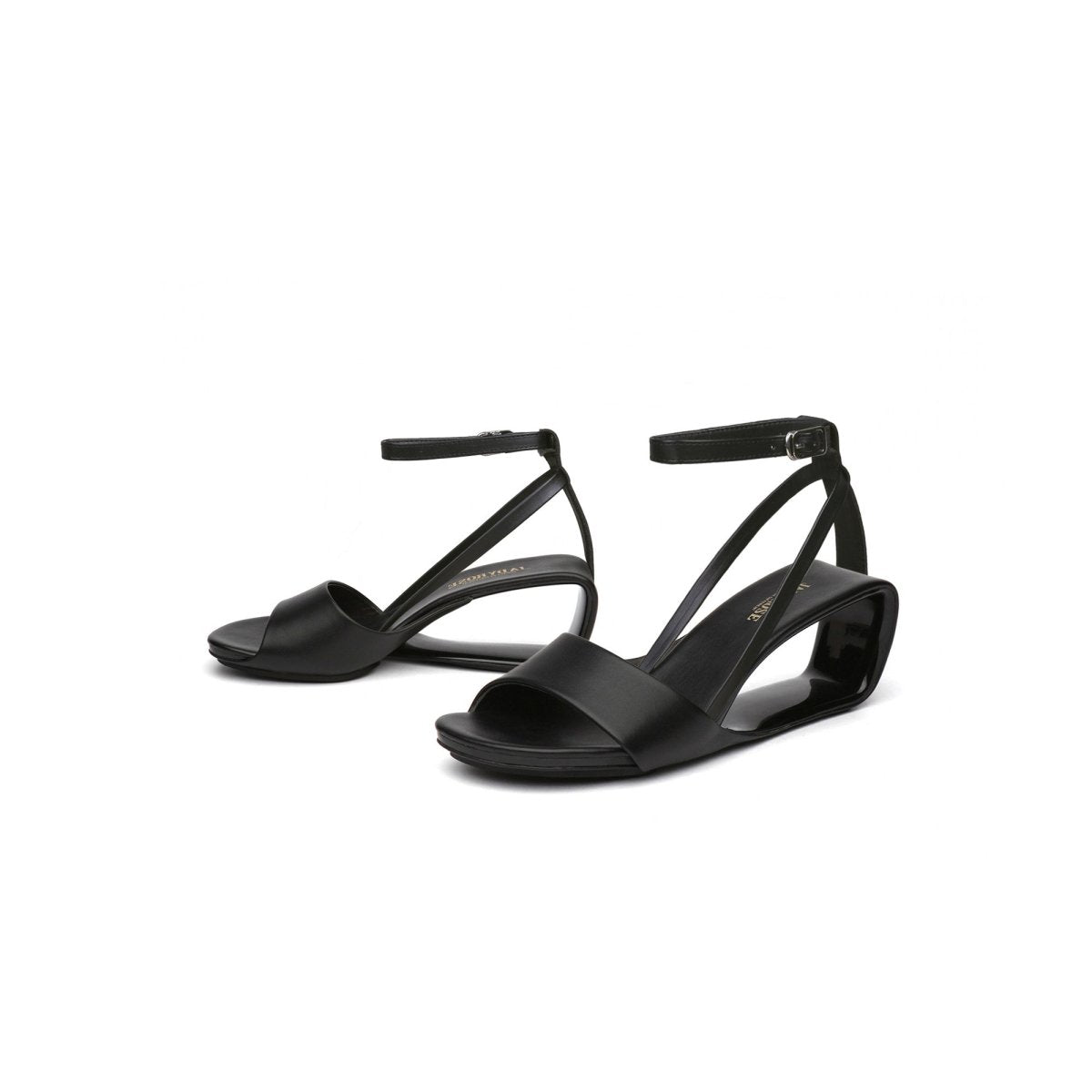 Express Way Hollow Heel Black Sandals - 0cm