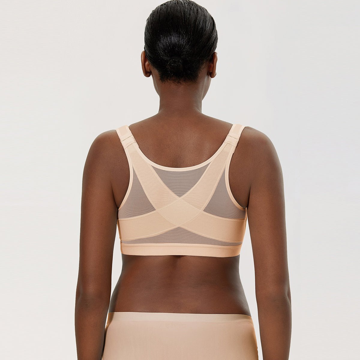 Extra Back Support Posture Wireless Apricot Full Coverage Bra 0cm