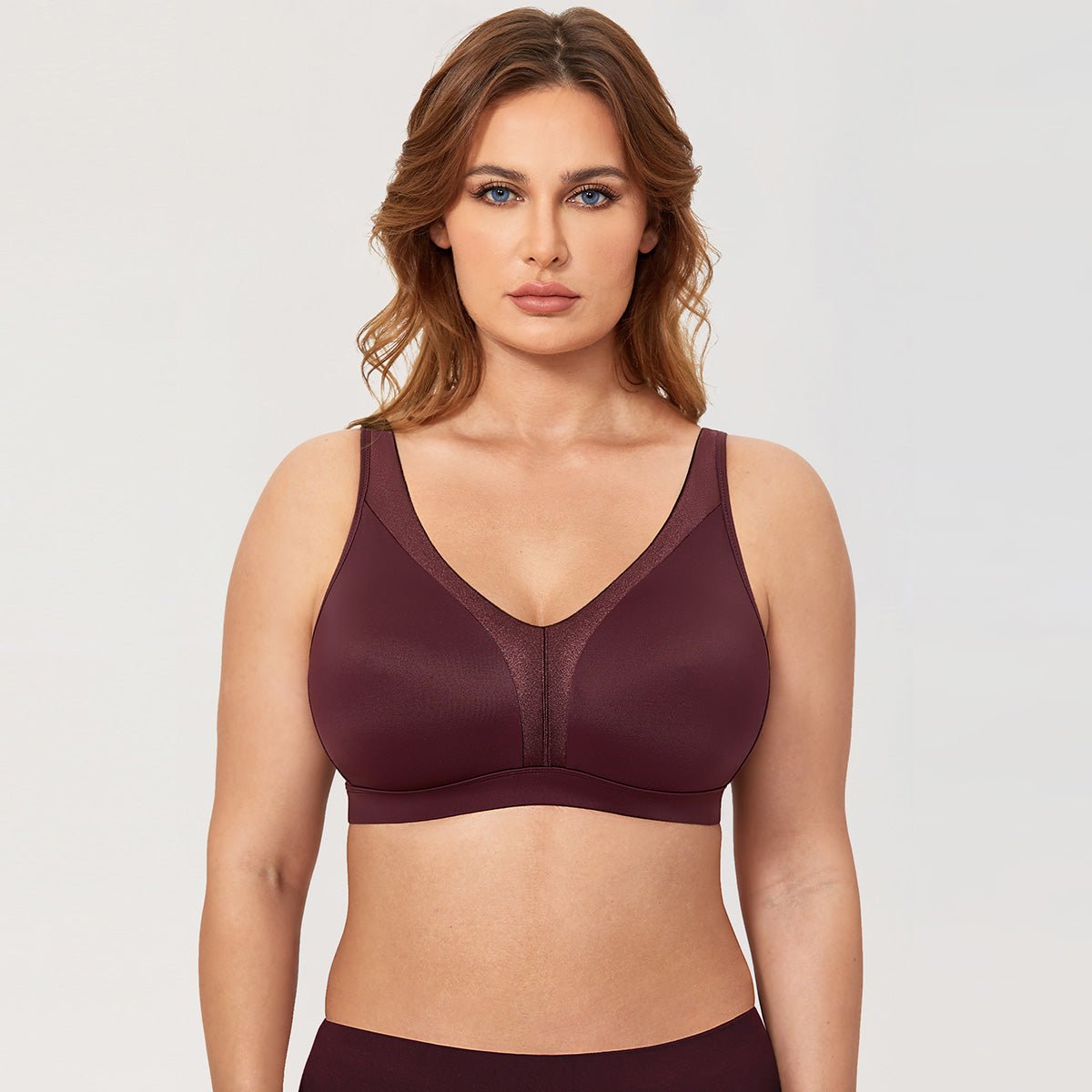 Extra Stretch Wireless Unlined Support Maroon Full Coverage Bra - 0cm