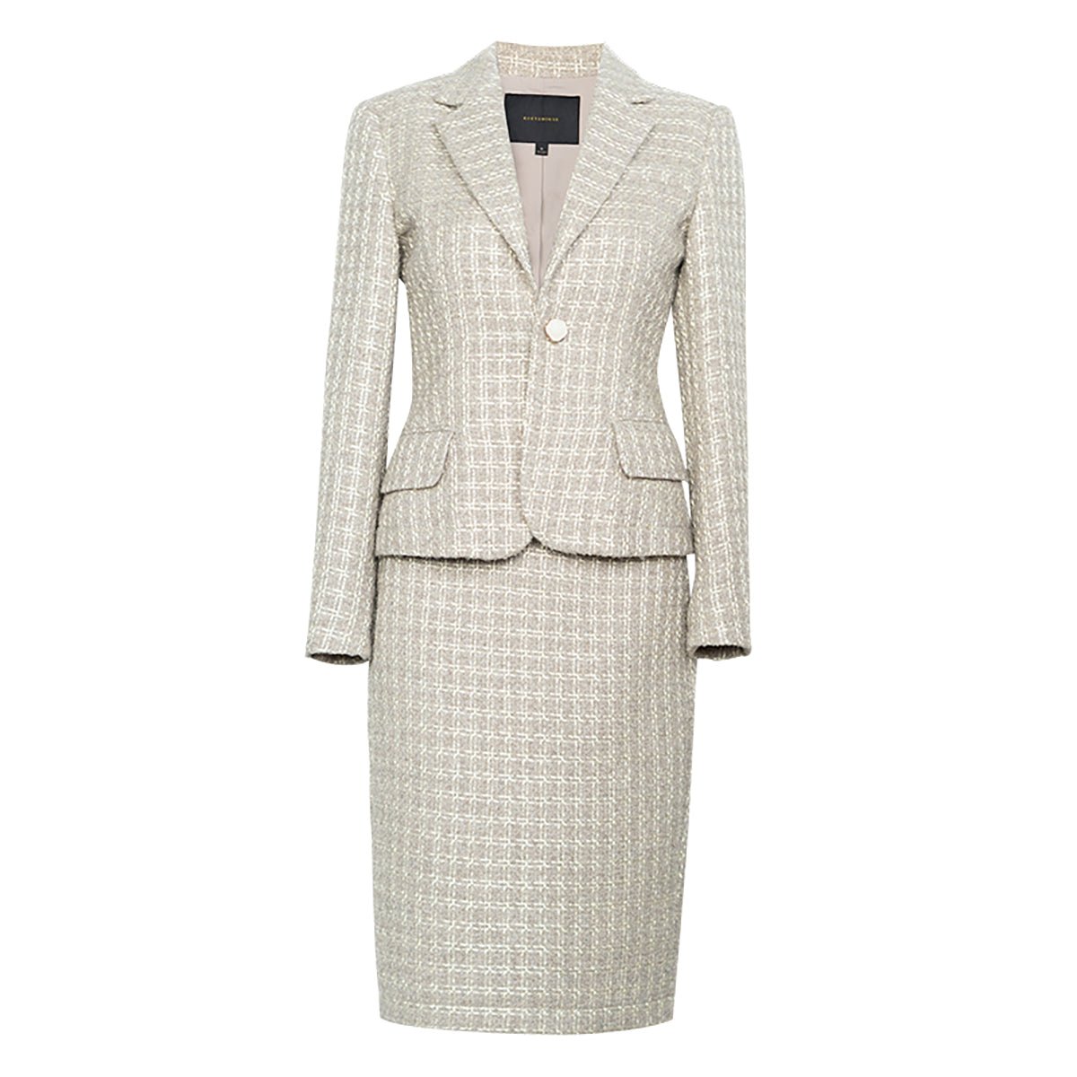 Feminine Lapel Blazer and Pencil Skirt Set in Beige 0cm