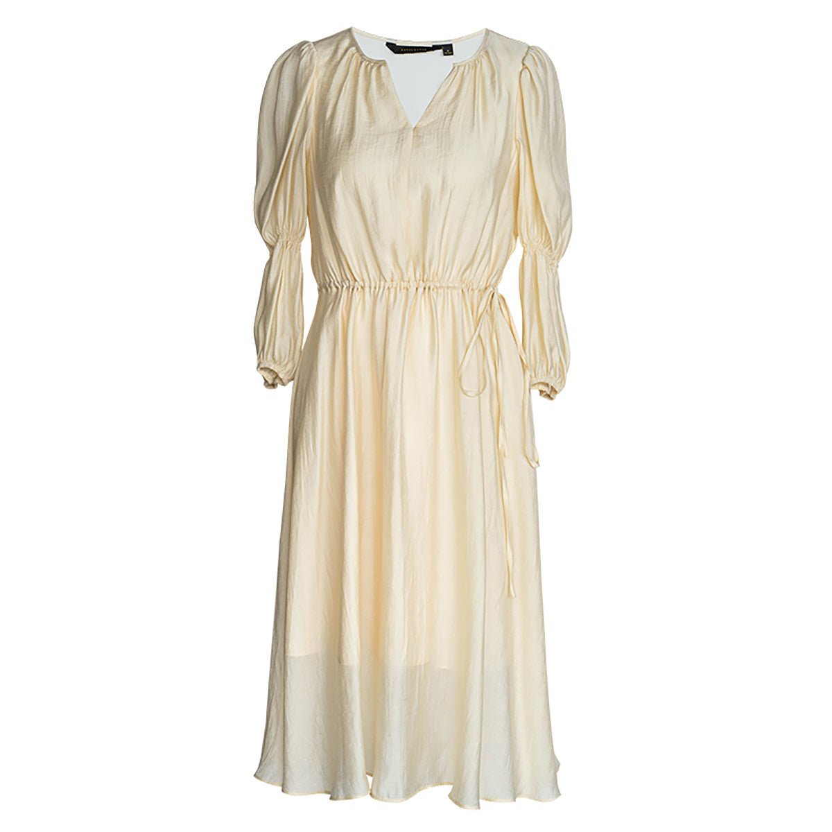 Fit and Flare Yellow V Neck Dress 0cm