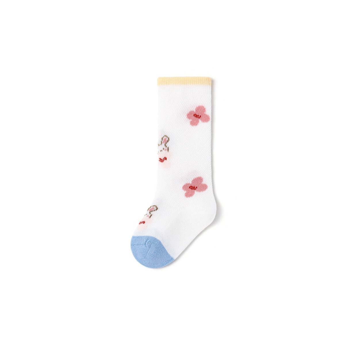 Floral Bunny Thin Mesh Breathable Baby Girl 3pcs Over The Knee Socks Set 0cm