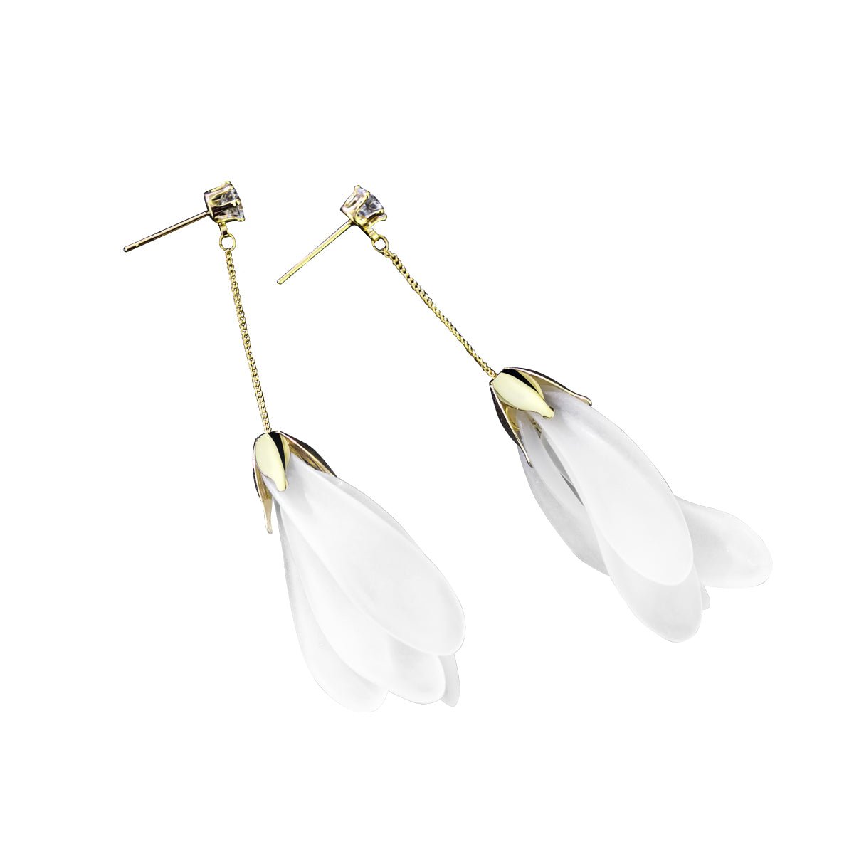 Flower Drop White Earrings 0cm