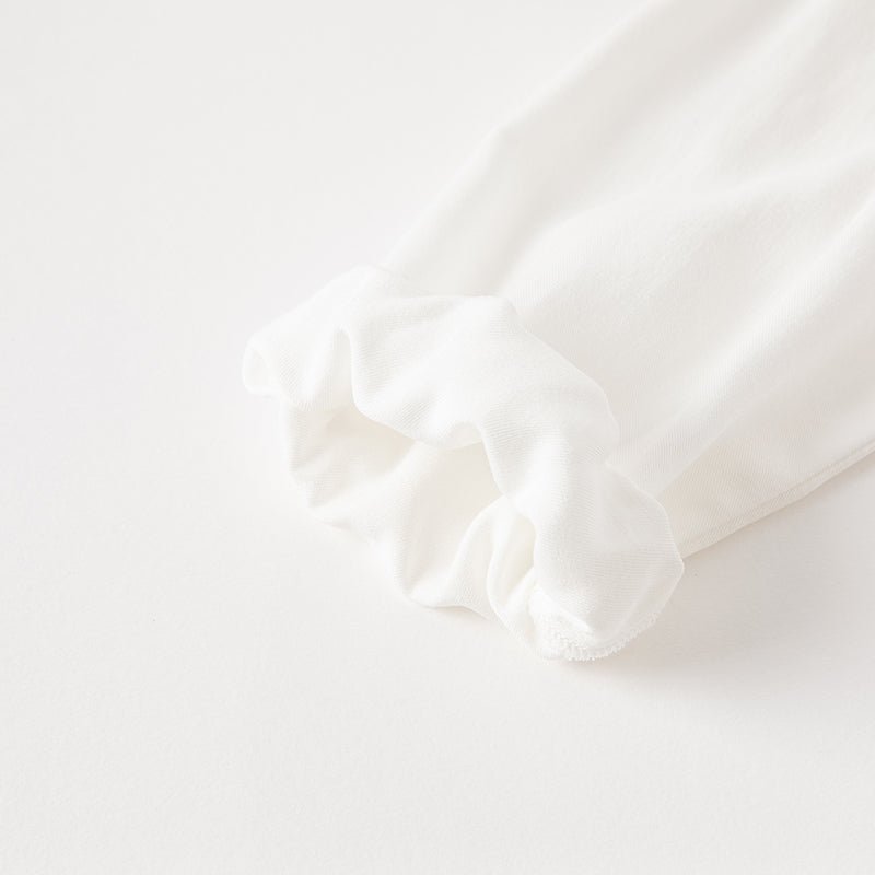 Flower Embroidery Girl Removable Ribbon White Shirt 0cm