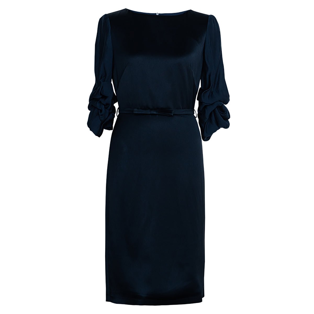 Formal Knee Length Pencil Dress in Navy Blue   0cm