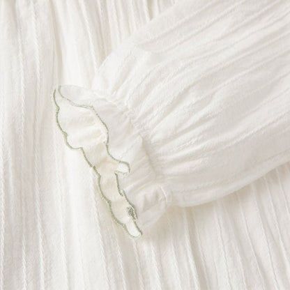 Fresh Spring Girl Two-piece White Creased Effect Shirt &amp; Pleated Plaid Skirt Set - 0cm
