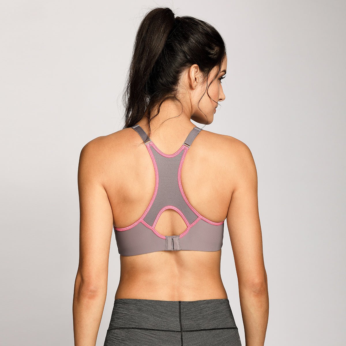 Full Support High Impact Racerback Lightly Lined Underwire Grey Sports Bra - 0cm
