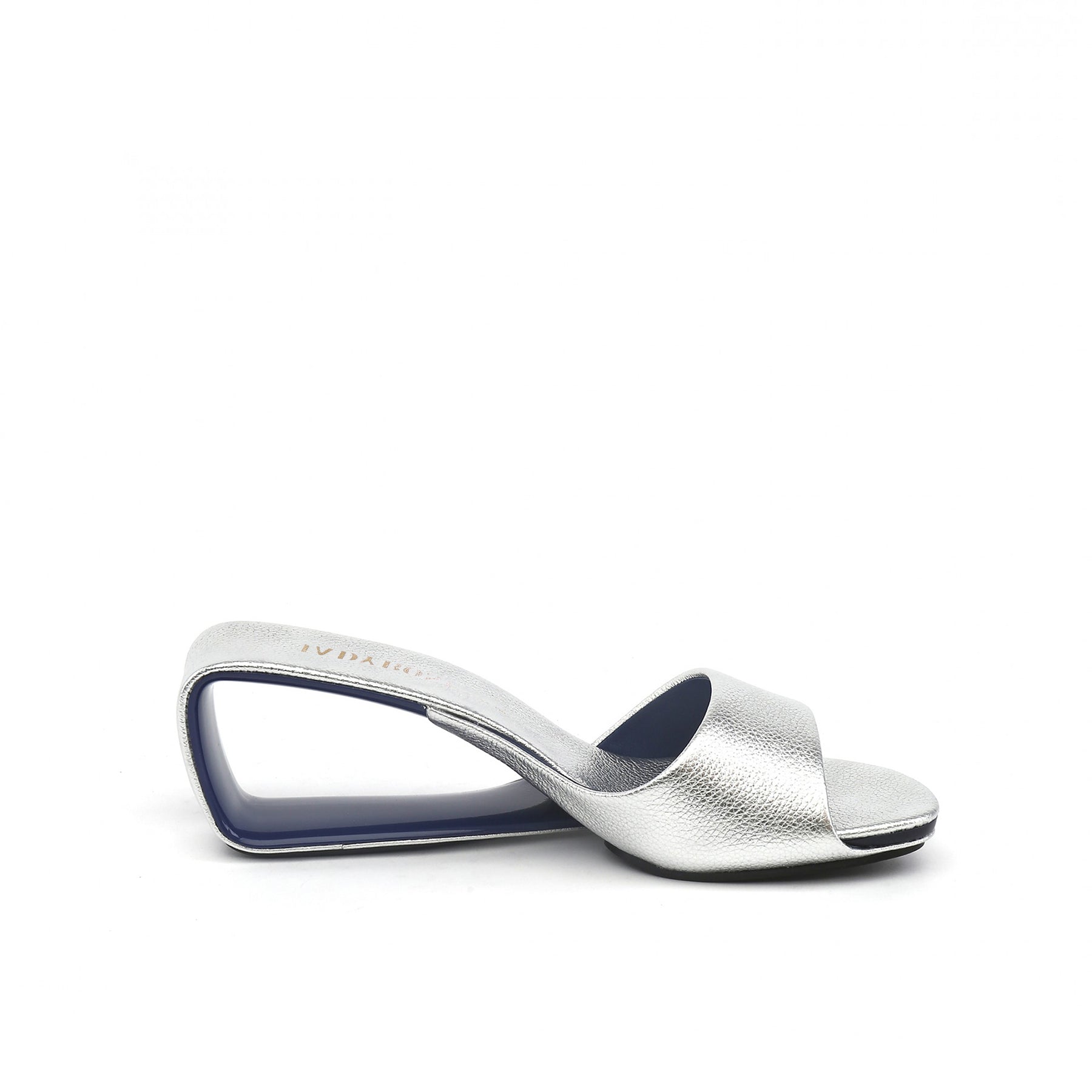 Glamorous Silver Mid Wedged Mules