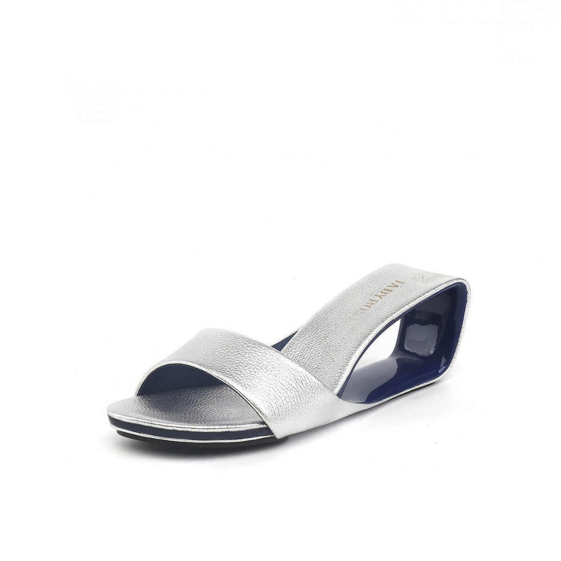Glamorous Silver Mid Wedged Mules