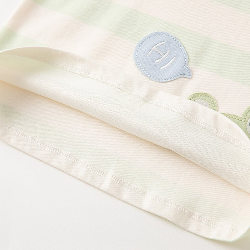 Greeting Frog Long Sleeve Boy Green Striped Tee 0cm