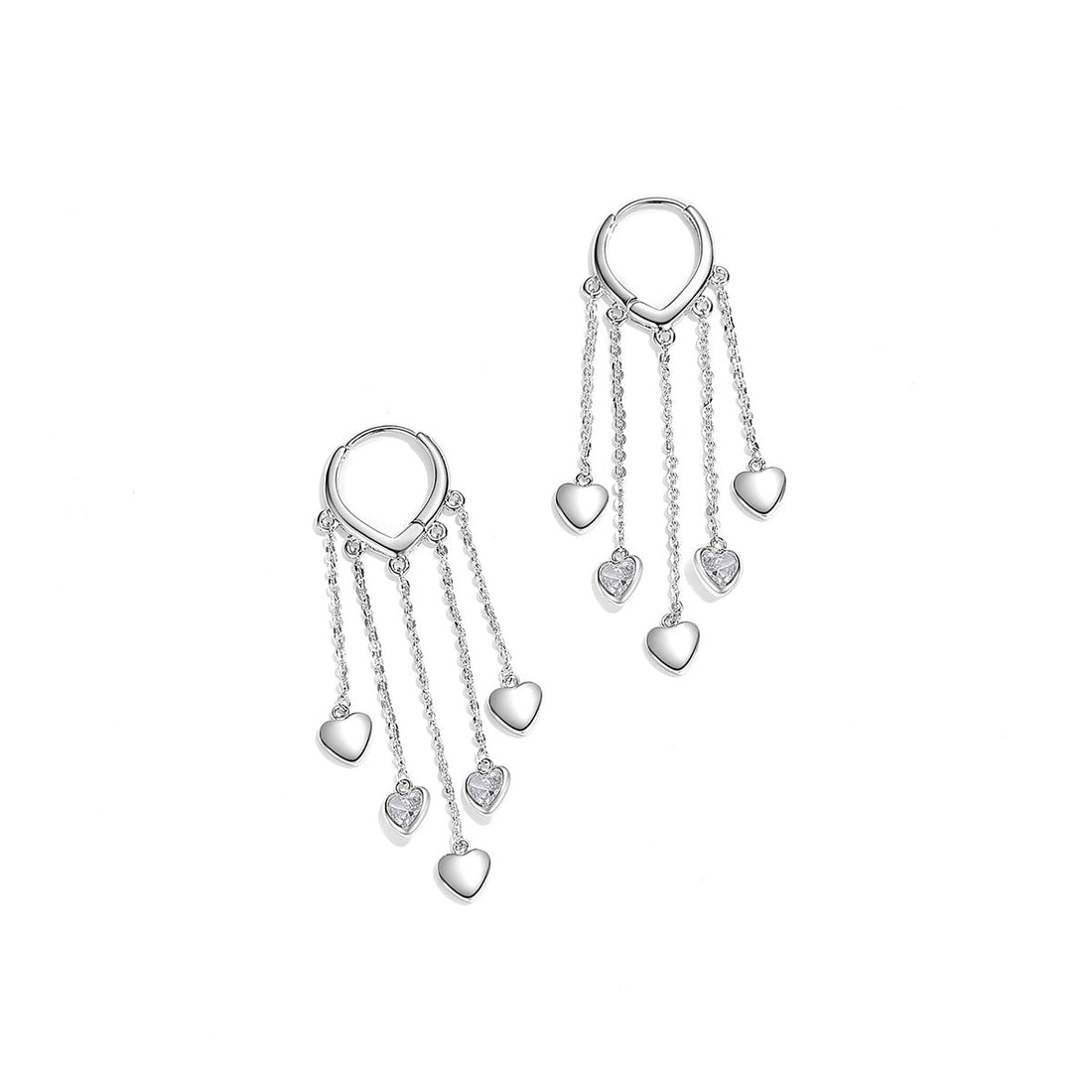 Heart Curtain Silver Earrings - 0cm