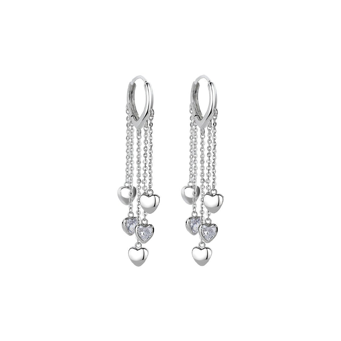 Heart Curtain Silver Earrings - 0cm
