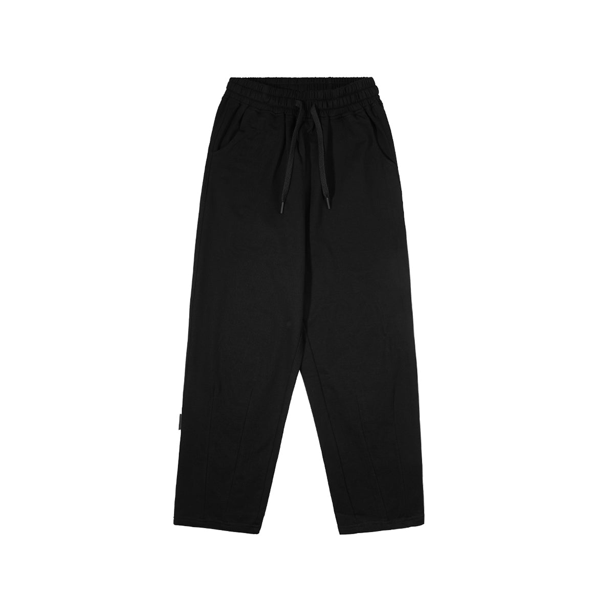High Waist Drawstring Plain Loose Fit Black Sweatpants 0cm