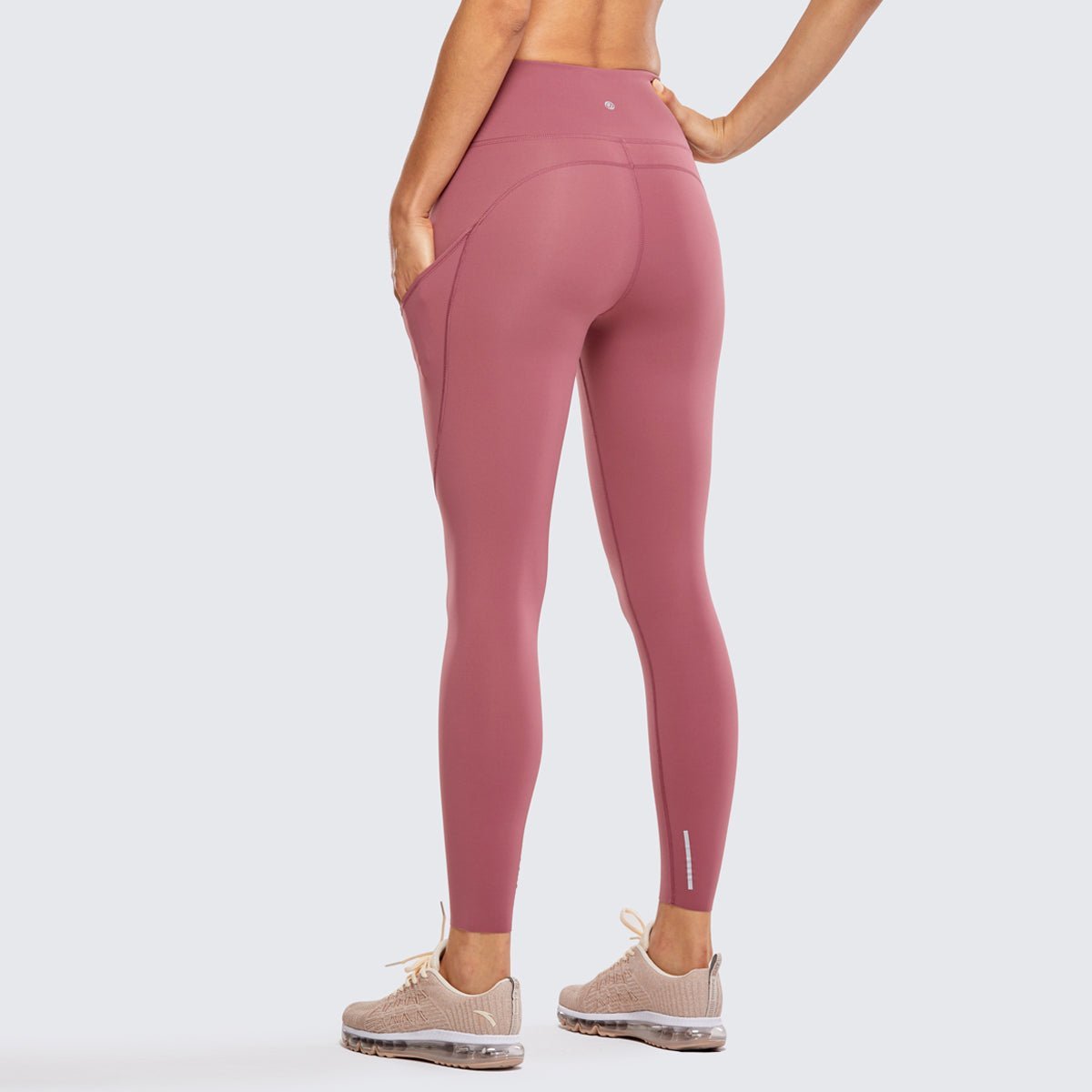 High Waist Side Pockets Redbean Workout Leggings 0cm