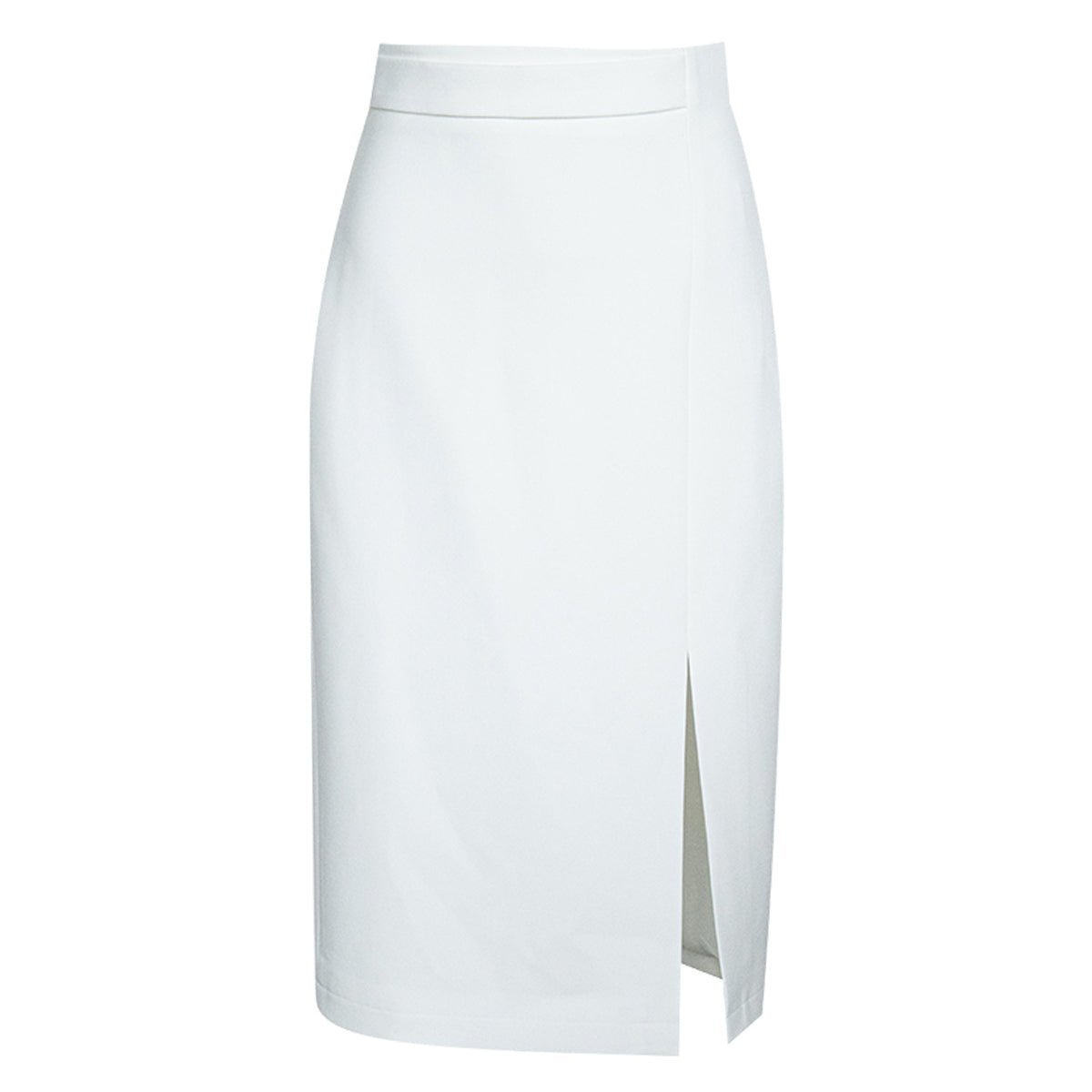 High Waisted White Midi Skirt 0cm