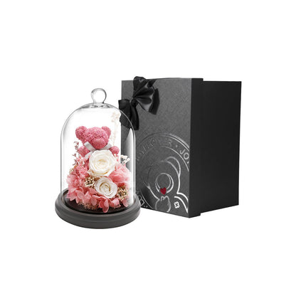 &quot;I Love You Three Thousand Times&quot; Eternal Flowers Pink Moss Teddy Bear - 0cm