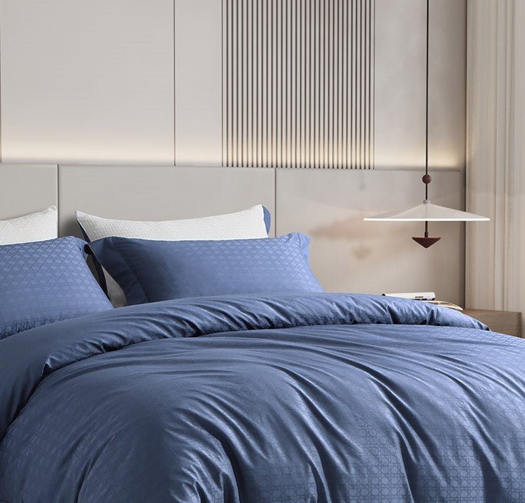 Jeffrey Luxury 4 Pieces 80s Pure Cotton Jacquard Navy Quilt Cover Set   0cm