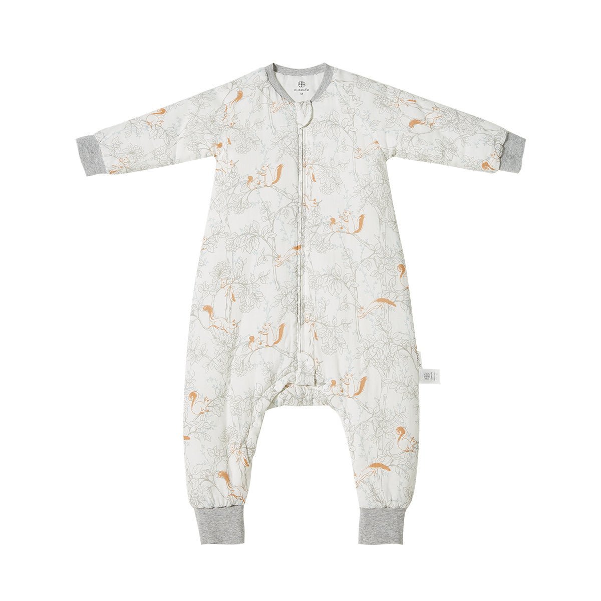 Jungle Sketch Extra Warm Long Sleeve Kids White One Piece Pyjama 0cm