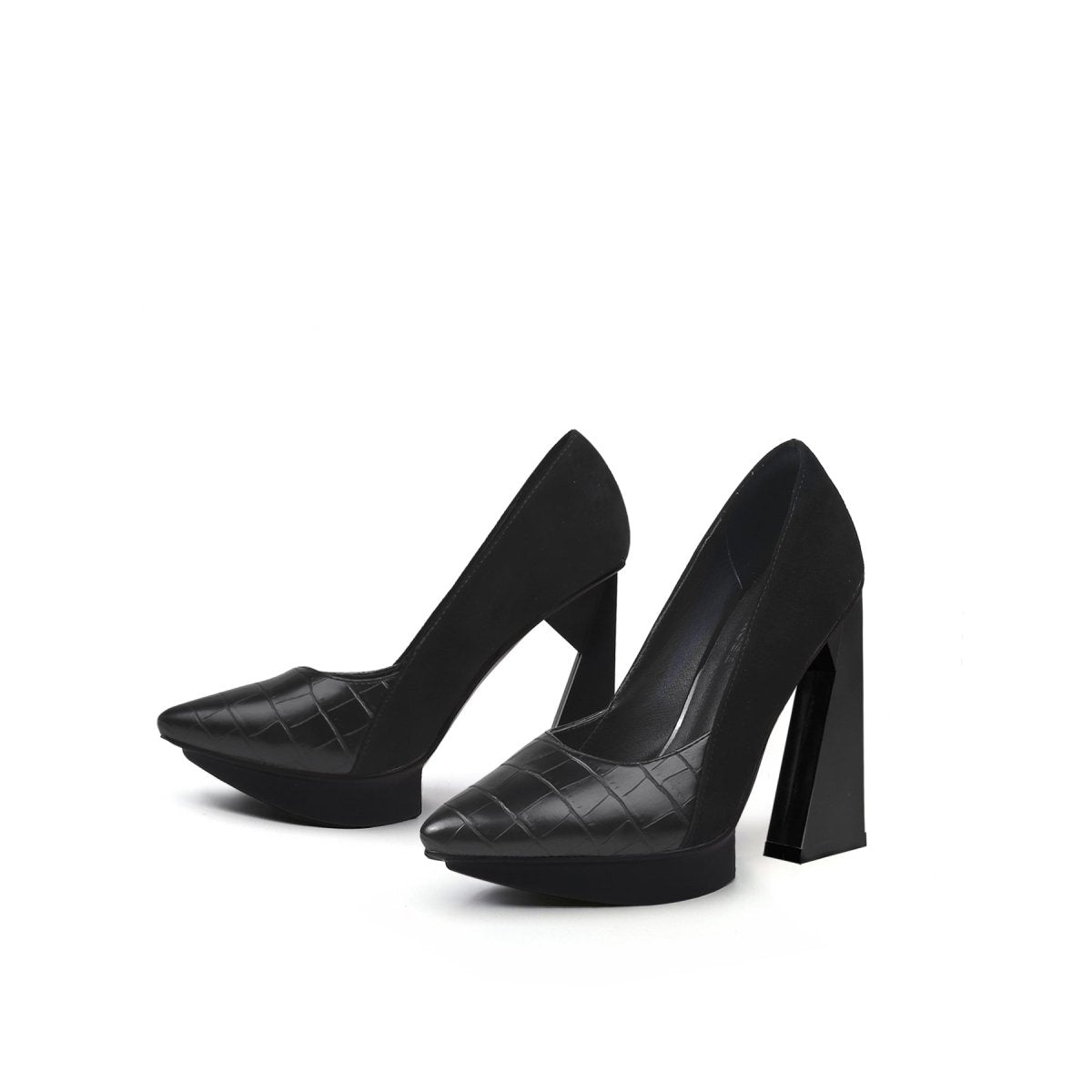 Kyra Python Pointed-toe Trape-heel Black Pumps - 0cm