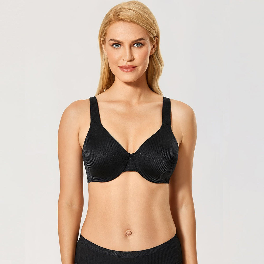 Leaner Look Double Layer Seamless Underwire Black Full Coverage Bra - 0cm