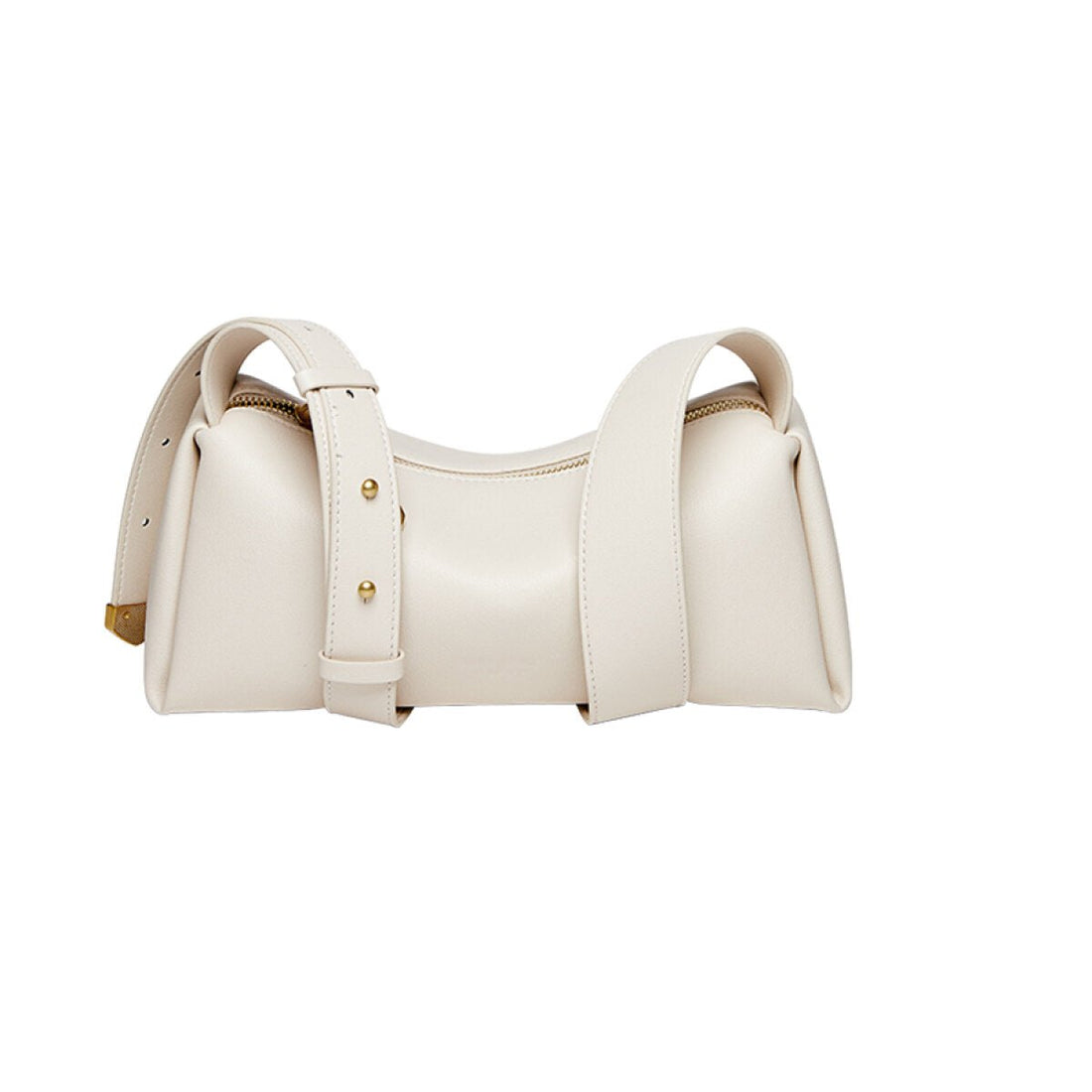 Leather Wide Strap White Shoulder Bag - 0cm